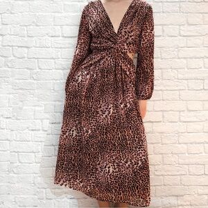 Anthropologie RANNA GILL leopard print cut-out midi dress, S.